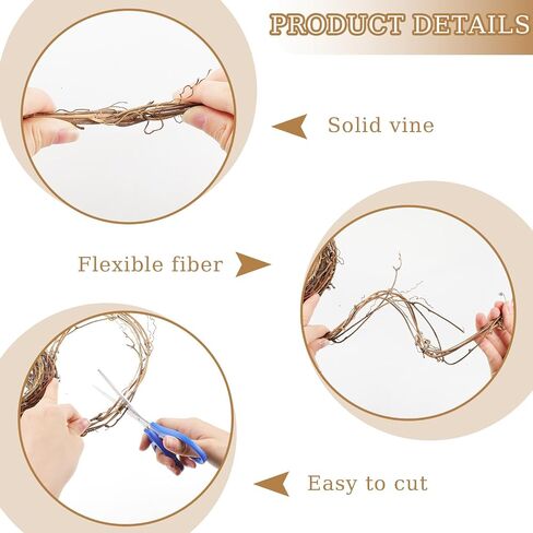 4 PCS Grapevine Garland - Diy Crafts Grapevine Conpts ، 13 قدمًا زهورًا فرعًا كرمة ، إكليل من الزهور الراتان لحرف عيد الميلاد DIY ، جدار الباب الأمامي ، ديكورزات الزفاف وحفلات الحفلات in Saudi Arabia