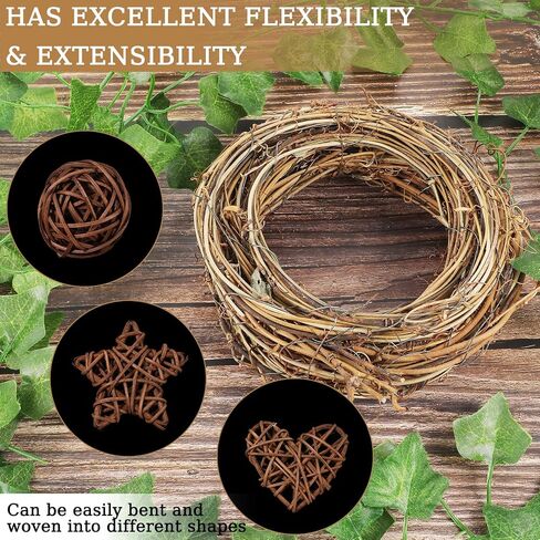 4 PCS Grapevine Garland - Diy Crafts Grapevine Conpts ، 13 قدمًا زهورًا فرعًا كرمة ، إكليل من الزهور الراتان لحرف عيد الميلاد DIY ، جدار الباب الأمامي ، ديكورزات الزفاف وحفلات الحفلات in Saudi Arabia