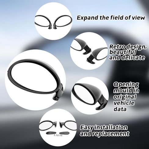 Black Side Door Mirror, Universal Blind Spot Mirror - Panoramic View for Car Accessory in Saudi Arabia