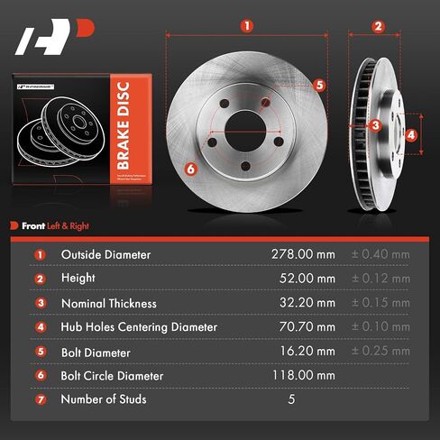 A-Premium 10.94 inch (278mm) Front Drilled and Slotted Disc Brake Rotors Compatible with Select Chevy, Buick, Pontiac and Oldsmobile Models - Venture, Regal, Century, LeSabre, Grand Prix, Montana in Saudi Arabia