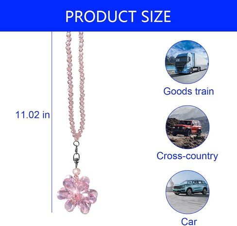 قلادة مرآة من طراز Bling Flower Car الخلفية ، وزينة معلقة من الكريستال التلقائي ، وملحقات الديكور شماعات السحر الداخلية ، Universal لسيارات الدفع الرباعي ، سيدان ، شاحنات (وردية) in Saudi Arabia