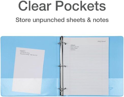Cardinal 3 Ring Binders, Binders for School and Office, Durable 1.5 Inch, Round Rings, Holds 350 Sheets, ClearVue Presentation View, Non-Stick, Assorted Bright Colors, 4 Pack (79553) in Saudi Arabia