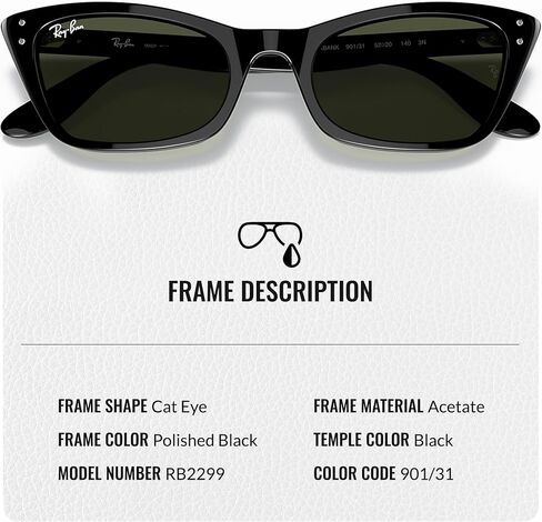 Ray-Ban RB2299 Lady Burbank Cat Eye Leypses Sunglasses مع حزمة مجموعة النظارات الرسمية in Saudi Arabia