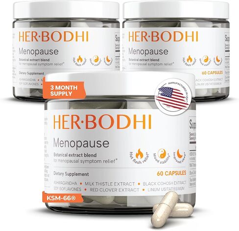 Meno- Menopause Hormonal Balance for Women, Estrogen Soy Isoflavones Menopause Supplement for Women, Ashwagandha, Black Cohosh Hot Flashes Menopause Relief, Night Sweats Relief 120Caps in Kuwait