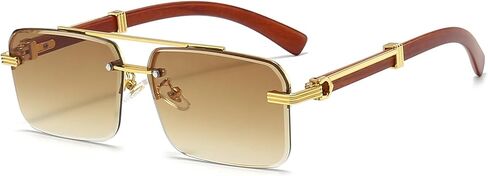 Mens Fashion Rimless Rectangle Grasses for Man Maneless Square Glasses Transed UV400 Lens in Kuwait