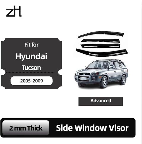Fit for: Hyundai Tucson 2005 2006 2007 2008 2009-Premier 2mm scay on tape-on repium diplectors for windows and react for the windows ، window hain ، date و slik design ، مجموعة من 4 in Saudi Arabia