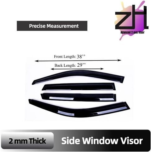 Fit for: Hyundai Tucson 2005 2006 2007 2008 2009-Premier 2mm scay on tape-on repium diplectors for windows and react for the windows ، window hain ، date و slik design ، مجموعة من 4 in Saudi Arabia