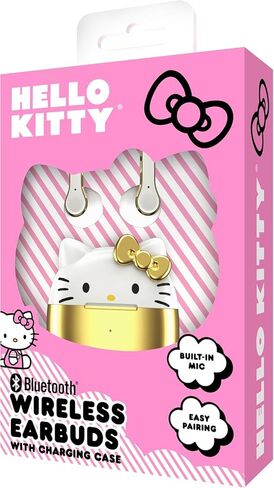 Hello Kitty Bluetooth Wireless Earbuds with Charging Case - Built-in Mic, Easy Pairing, Cute Design, Purple and Black, Perfect for Kids, Teens Fans in Kuwait