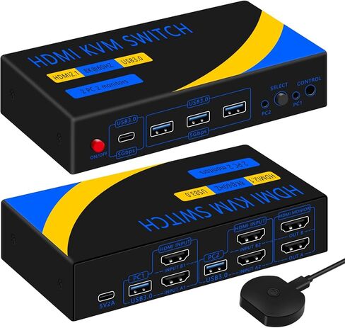 DP hdmi kvm Switch 2 Monitors 2 Computers Display Port,Dual Monitor kvm Switch，kvm Switch displayport with DP and HDMI kvm switches,8K@60HZ,USB3.0 with 1 USB C,KVM Switch 2 Monitors,Win/mac/Linx etc. in Saudi Arabia