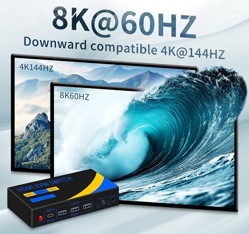 DP hdmi kvm Switch 2 Monitors 2 Computers Display Port,Dual Monitor kvm Switch，kvm Switch displayport with DP and HDMI kvm switches,8K@60HZ,USB3.0 with 1 USB C,KVM Switch 2 Monitors,Win/mac/Linx etc. in Saudi Arabia