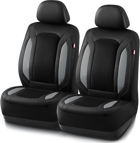 Rubbermaid Leather Mesh Car Seat Covers, Breathable Air Mesh Front Seat Cover, Universal Fit Slip-on Design, Airbag Compatible, Automotive Seat Protector for Most Cars, SUVs, Trucks, Vans-Gray in Saudi Arabia