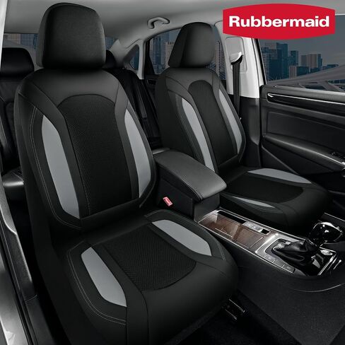 Rubbermaid Leather Mesh Car Seat Covers, Breathable Air Mesh Front Seat Cover, Universal Fit Slip-on Design, Airbag Compatible, Automotive Seat Protector for Most Cars, SUVs, Trucks, Vans-Gray in Saudi Arabia