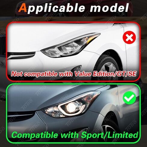 TODO Headlights with LED DRL Assembly Compatible with 2014 2015 2016 Elantra Sport Limited Head Light with LED Side Marker Light Replacement 921023Y510 921013Y510 Driver & Passenger Side in Kuwait