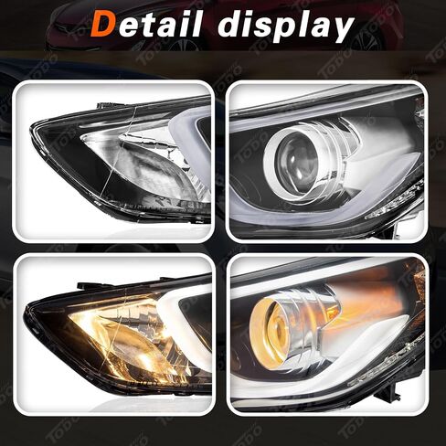 TODO Headlights with LED DRL Assembly Compatible with 2014 2015 2016 Elantra Sport Limited Head Light with LED Side Marker Light Replacement 921023Y510 921013Y510 Driver & Passenger Side in Kuwait