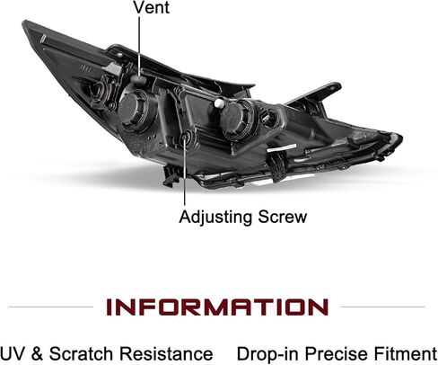 مجموعة المصباح الأمامي JSBoyat متوافق مع 2011-2014 Hyundai Sonata 4 Door Sedan w/جهاز الإسقاط الهالوجين ، لا يناسب النماذج الهجينة ، السكن الكروم مع العاكس العنبر in Kuwait