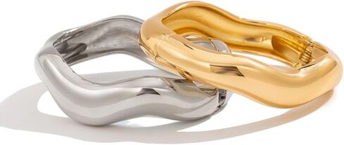 Chunky Gold Bangle for Women Thick Stack Statement Cuff Bracelets 18K Gold Plated Twisted Statement Bangle Irregular Minimalist Open Bracelet Fashion Cute Jewelry in Kuwait