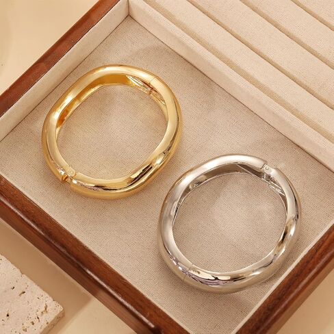 Chunky Gold Bangle for Women Thick Stack Statement Cuff Bracelets 18K Gold Plated Twisted Statement Bangle Irregular Minimalist Open Bracelet Fashion Cute Jewelry in Kuwait