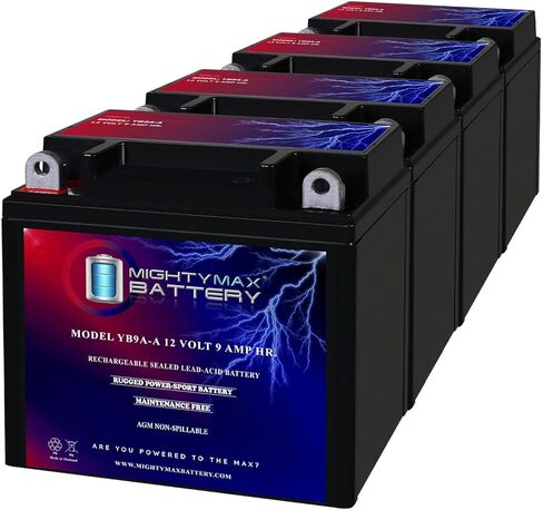 Mighty Max Battery YB9A -A - 12V 9AH 130CCA SLA AGM Potorcycle Battery - حزمة 4 in Saudi Arabia