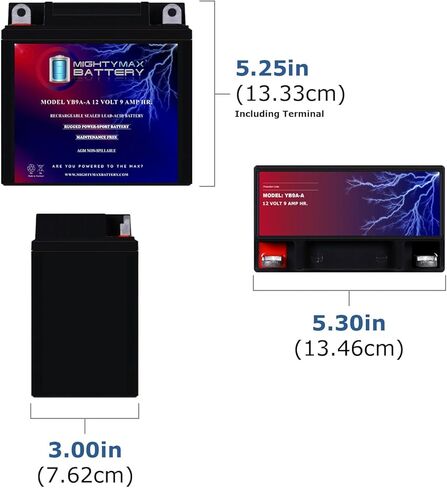 Mighty Max Battery YB9A -A - 12V 9AH 130CCA SLA AGM Potorcycle Battery - حزمة 4 in Saudi Arabia