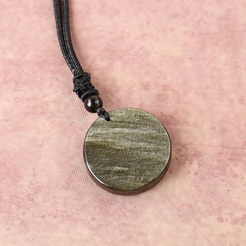 Anjiucc Natural Gemstone Tree of Life Black Obsidian/Golden Obsidian Pendant Necklace for Male and Female Necklace in Kuwait