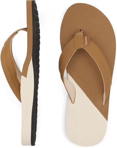 ChayChax Womens Two-Tone Flip Flops with Arch Support Comfort Beach Thong Sandals Indoor Outdoor, White, 6 Women in Kuwait