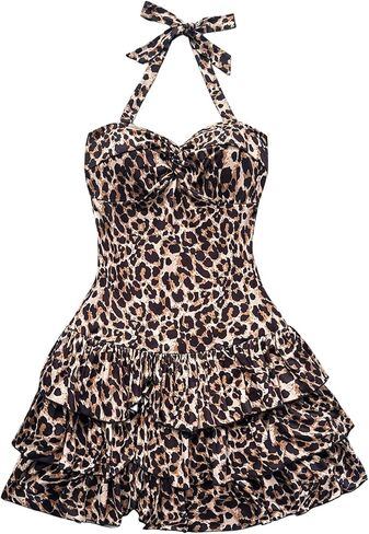 Wdirara Women's Paisley Floral Boho Bluded Dression Dress Dress Twist Front Backless A Line Mini Dresses in Saudi Arabia