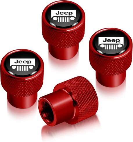 لشعار Jeep Grill باللون الأسود على قبعات جذع صمام الألومنيوم الأحمر in Saudi Arabia
