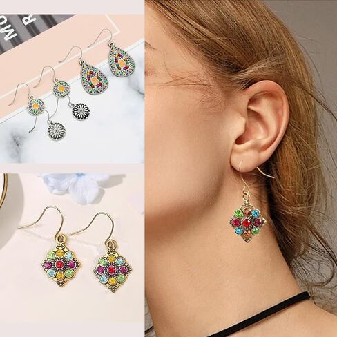 12 زوجًا من أقراط Boho القديمة للنساء العصرية المجوفة للأقراط المتدلية وضع الأقراط البوهيمية على الطراز العرقي للفتيات المجوهرات للهدية. in Saudi Arabia