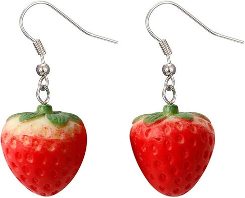 3D Resin Imitate Fruits Dangle Earrings Lightweight Lifelike Banana Strawberry Cherry Orange Dangle Drop Earrings for Women Cute Decoration Jewelry Gifts in Saudi Arabia