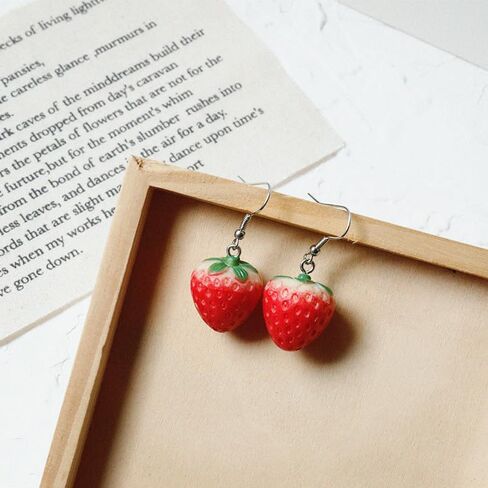 3D Resin Imitate Fruits Dangle Earrings Lightweight Lifelike Banana Strawberry Cherry Orange Dangle Drop Earrings for Women Cute Decoration Jewelry Gifts in Saudi Arabia