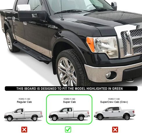HD Ridez Pocket Drop Steps Armor متوافق مع Ford F150 2004-2014 Super Cab (Expressed Heritage Edition) (Nerf Bar Side Steps Side Bars) in Saudi Arabia