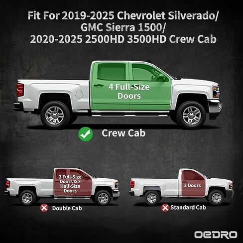 OEDRO Running Boards Compatible with 2019-2025 Chevy Silverado/GMC Sierra 1500 Crew Cab, 2020-2025 2500HD 3500HD, Drop Down Side Steps Rails, Black Steel Nerf Bars (Excl. 2019 1500 LD) in Saudi Arabia
