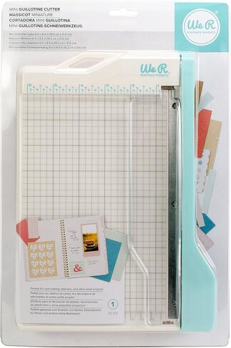 We R Memory Keepers Mini Guillotine Paper Trimmer – Blue, Compact Paper Cutter, 1/4-Inch Grid for Precision Cutting, Cuts Up to 3 Sheets, Perfect for Card Making, Journals, and Small Craft Projects in Kuwait