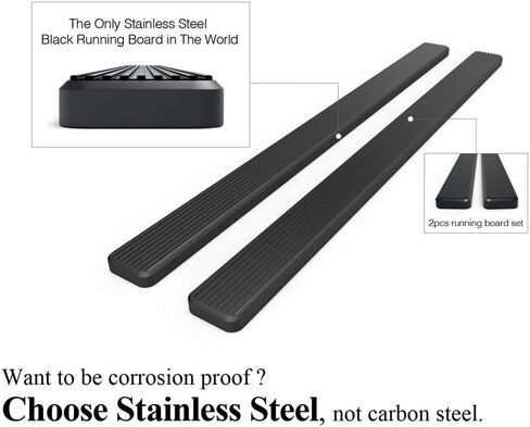 APS 6in Stainless Steel Black Running Boards Compatible with Honda Pilot 2003-2008 & Acura MDX 02-06 (Nerf Bars Side Steps) in Kuwait