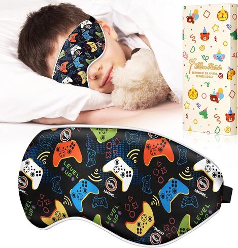 Kids Sleep Mask - Silk Sleep Mask for Kids Cute Cartoon Cool Kawaii Sleep Mask Kids for Boys Girls Teens Soft Smooth Lightweight Adjustable Straps Mulberry Silk Kids Eye Mask, My World in Saudi Arabia