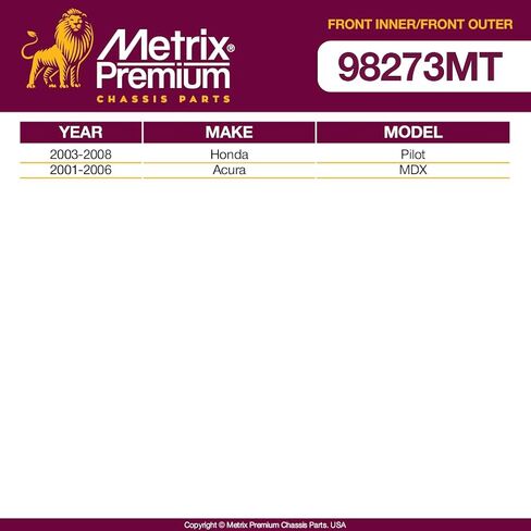 Metrix Premium Chassis Parts - 4 PC Inner & Outer Tie Rod End Kit Fits 2003-2008 Honda Pilot, 2001-2006 Acura MDX, Replacement EV471, ES3717, ES3716, Made in Europe in Saudi Arabia