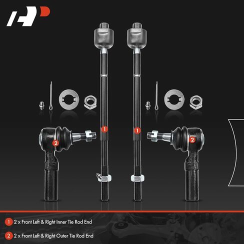 A-Premium Set of 4, Front Inner & Outer Tie Rod End Kit, Compatible with Buick LeSabre, Lucerne, Park Avenue, Riviera, Cadillac DTS, DeVille, Seville, Oldsmobile Aurora, Pontiac Bonneville in Saudi Arabia