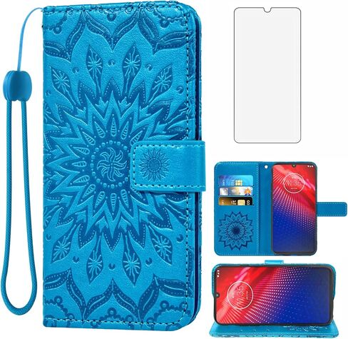 Phone Case for Motorola Moto Z4 Play/Moto Z4 Wallet Cases with Tempered Glass Screen Protector Leather Magnetic Flip Cover Card Holder Stand Cell Accessories Motoz4 Z 4 Motoz4cases Women Rose Gold in Saudi Arabia