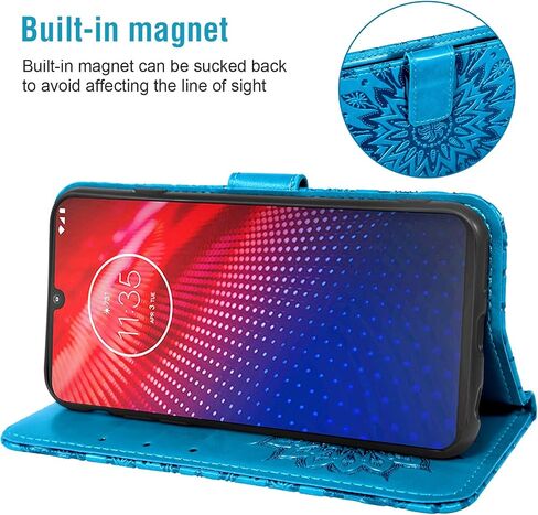 Phone Case for Motorola Moto Z4 Play/Moto Z4 Wallet Cases with Tempered Glass Screen Protector Leather Magnetic Flip Cover Card Holder Stand Cell Accessories Motoz4 Z 4 Motoz4cases Women Rose Gold in Saudi Arabia