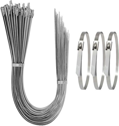 Aroono-304 Stainless Steel Metal Zip Ties-Heavy Duty, Large Cable Ties 36 inch, 10PCS, Silver-Max Supporting Weight 337lbs-For Exhaust Wrap, Chain Link, Wire Fence Rolls, Poultry Fence Outdoor in Saudi Arabia