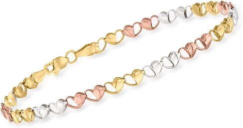Ross-Simons 14kt Tri-Colored Gold Link Bracelet in Saudi Arabia