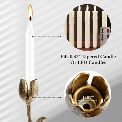 NIKKY HOME Gold Tulip Taper Candle Holders, Vintage Elegant Flower Shaped Metal Candlestick for Table Centerpieces, Wedding Decor and Dinner Party in Saudi Arabia