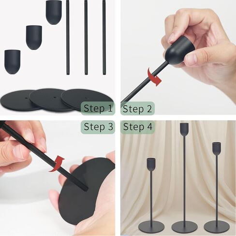 Black Tall Candle Candlestick Holder, Decorative Candlestick Holder for Wedding, Dinning, Party, Fits 3/4 inch Thick Candle&Led Candles in Kuwait