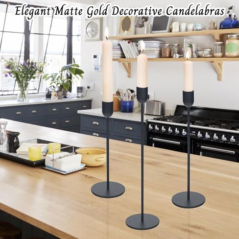 Black Tall Candle Candlestick Holder, Decorative Candlestick Holder for Wedding, Dinning, Party, Fits 3/4 inch Thick Candle&Led Candles in Kuwait