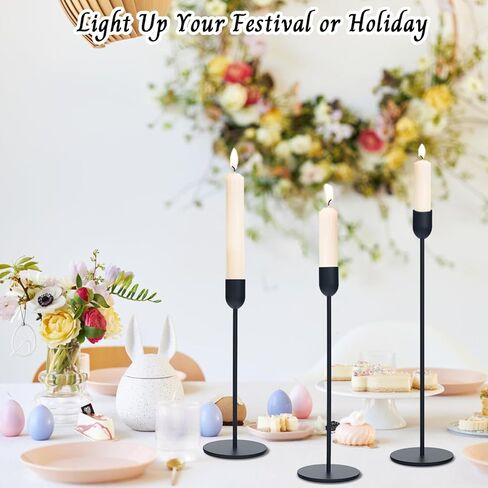 Black Tall Candle Candlestick Holder, Decorative Candlestick Holder for Wedding, Dinning, Party, Fits 3/4 inch Thick Candle&Led Candles in Kuwait