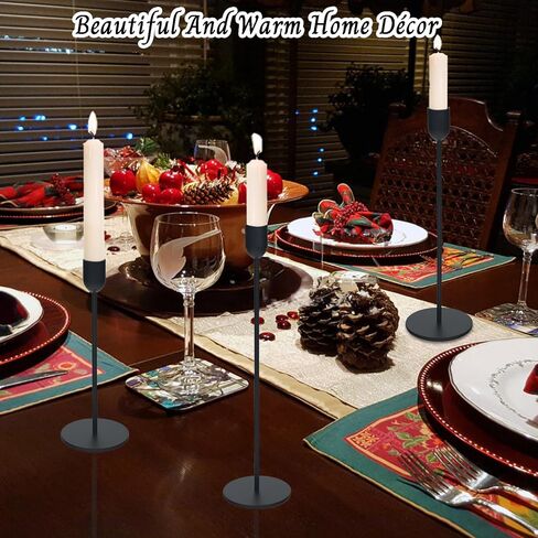 Black Tall Candle Candlestick Holder, Decorative Candlestick Holder for Wedding, Dinning, Party, Fits 3/4 inch Thick Candle&Led Candles in Kuwait