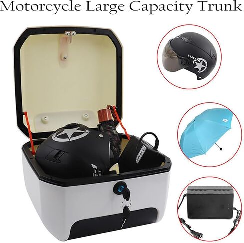 Motorcycle Scooter Top Box Tail Trunk Top Case Luggage Box, 28L Capacity, Storage Carrier Case Can Store Helmet, Universal Tail Case for Motorbike Moped Back Rear Case,Red in Saudi Arabia