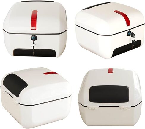 Motorcycle Scooter Top Box Tail Trunk Top Case Luggage Box, 28L Capacity, Storage Carrier Case Can Store Helmet, Universal Tail Case for Motorbike Moped Back Rear Case,Red in Saudi Arabia