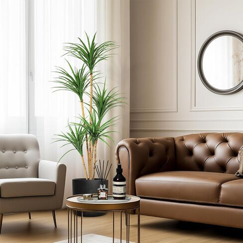 6 Ft Artificial Dracaena Tree, Realistic Fake Dracaena Plant, Tall Dracaena Houseplant for Indoor Décor, Adjustable Lifelike Faux Tree, Ideal for Photo Backdrops, Nursery, Living Room, Office in Kuwait