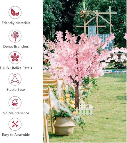 Artificial Cherry Trees Indoor Decor: Handmade Natural Fake Cherry Blossom Pink Tree Outdoor for Party Wedding Christmas in Saudi Arabia
